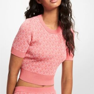 Michael Kors Stretch Logo Short-Sleeve Sweater